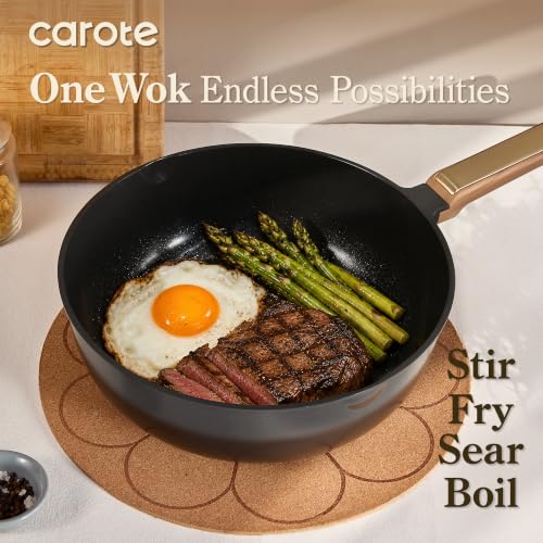 CAROTE 31pcs Ceramic Cookware Sets, Pots and Pans Set, with Wok