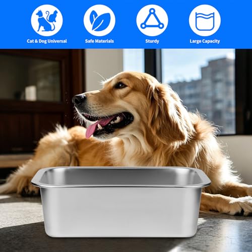 Ohtomber 1.25 Gallons Stainless Steel Dog Bowl, Big Pet Water & Food Bowl | No Spilling, Outdoor Feeder Dish Plate, For Indoor & Outdoor Feeding, Fits Big & Extra Large Dogs, Cats & All Pets