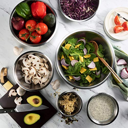 FineDine Stainless Steel Mixing Bowls Set, 6-Piece Metal Bowls | Stainless steel bowls, nesting design saves space, dishwasher safe, prep bowls, baking bowls, cooking bowls