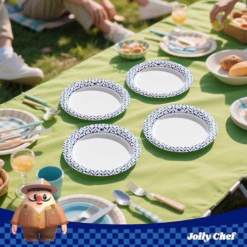 JOLLY CHEF 10 Inch Paper Plates 140 Count, Disposable Heavy Duty | Disposable Paper Plates Soak-Proof, Cut Proof, Round, Bulk Plates for Picnic, Family Gatherings, Parties