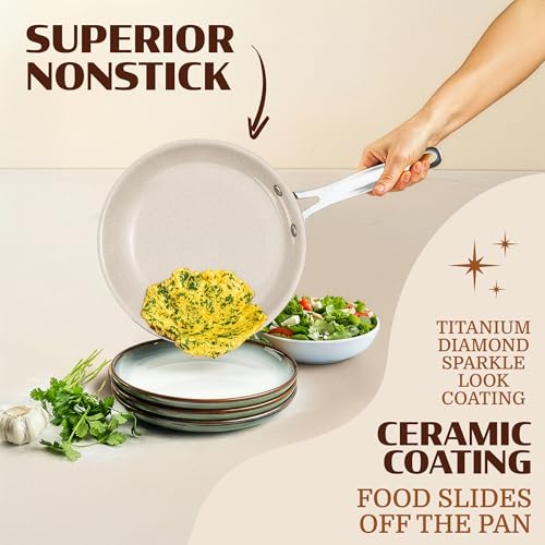 GRANITESTONE Ceraluxe 20 Pc Ceramic Cookware Set Nonstick, Diamond Infused