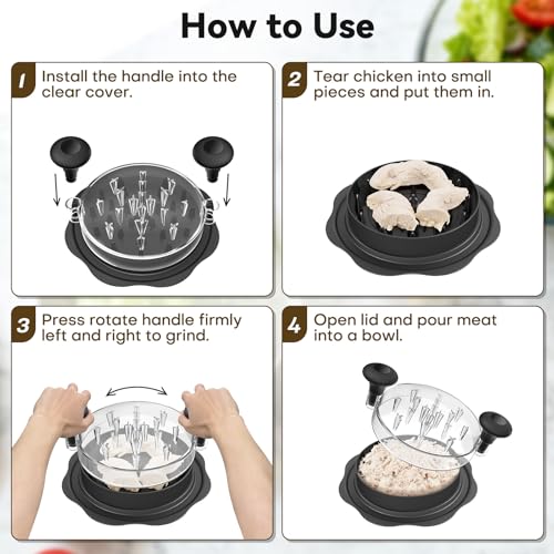 Ukeetap 10" Pro Large Meat Shredder Tool Twist for Seafood, Chicken, Beef, Black