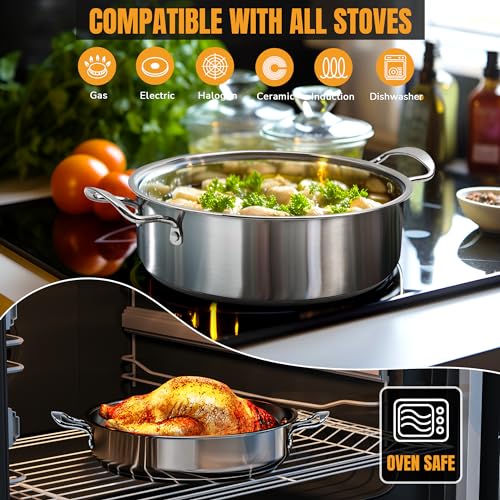 Stainless Steel pots and pans set, 6 PCS Nonstick Induction Cookware Set