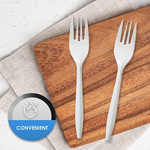 PAMI Medium Weight Disposable Plastic Forks,White,Bulk Pack for Parties,400