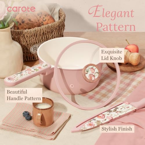 CAROTE 37pcs Ceramic Cookware Set, Nonstick Pots and Pans Set