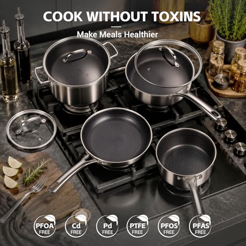 Ammeloo 17 Pcs Stainless Steel Cookware Set, Pots and Pans Set Non Stick