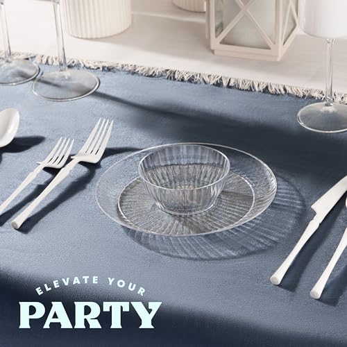 PLASTICPRO 50 Pack Small Plastic Bowls Crystal Like 6 oz Bowls Elegant Clear Plastic Bowls for Party and Occasions