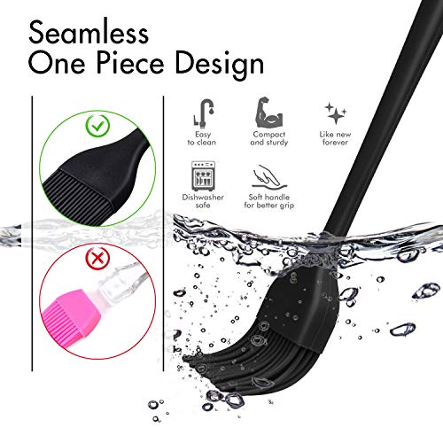 HOTEC 600℉ Heat Resistant Silicone Basting &Pastry Brushes, Black 2 | BPA Free, Dishwasher Safe Spread Oil Butter Sauce Marinades, BBQ Grill Barbecue Baking Kitchen Cooking