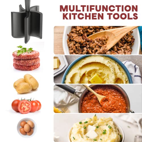 PGYARD Meat Chopper Hamburger Grinder, Kitchen Smasher for Ground Beef | Heat Resistant, 5 Nylon Blade, Burger Grinder Potato Mix Tool, Meat & Poultry Tenderizers, Dishwasher Safe, Black