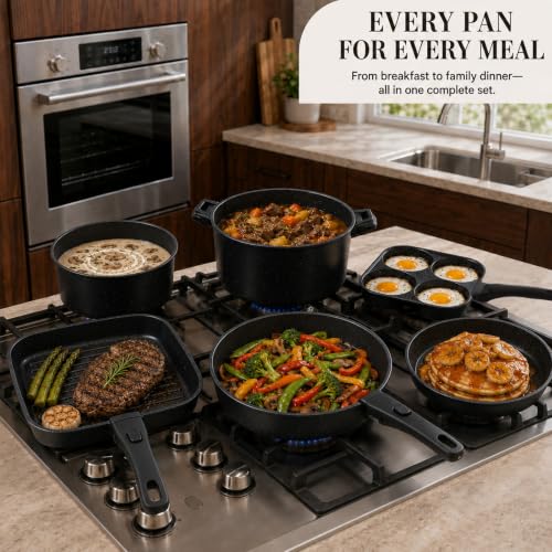 KIKCOIN 30-Piece Nonstick Pots and Pans Set, Cookware with Removable Handle