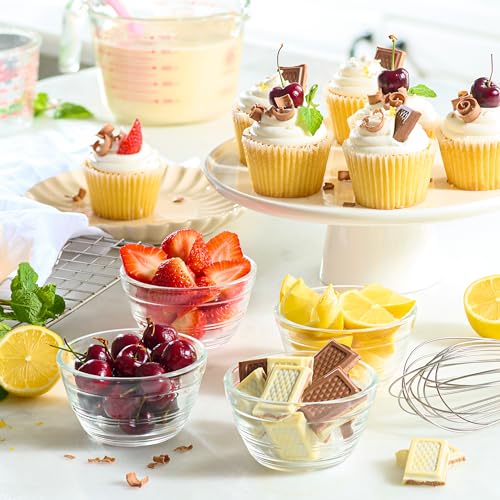 Le’raze 16pc Set of Small Glass Prep Bowls with Airtight Lids, Custard Cups | 8oz, Stackable, Durable, Dishwasher Safe, Freezer Safe, 100% Food Grade, Lead and BPA Free, Secure Packaging, Eco-Friendly