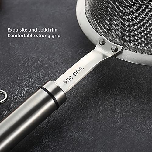 SUNWUKIN Fine Mesh Strainer with Handle Tea Sifter Stainless Steel Sieve | 18/8 Metal, Dishwasher Safe, Small strainer, Reinforced rim, Rust-proof, Hang loop, Filter for Food Rice Fruits Juice Drinks