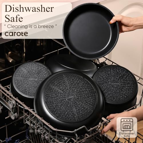 CAROTE 21pcs Pots and Pans Set Non Stick, Detachable Handle Cookware, Black
