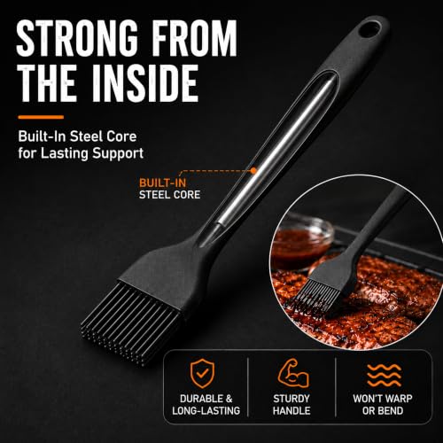 Ortarco Silicone Basting Pastry Brush for Baking Bbq Spread Oil Butter | 2 Pack Cooking Kitchen Brushes, Heat Resistant BPA free, Dishwasher Safe