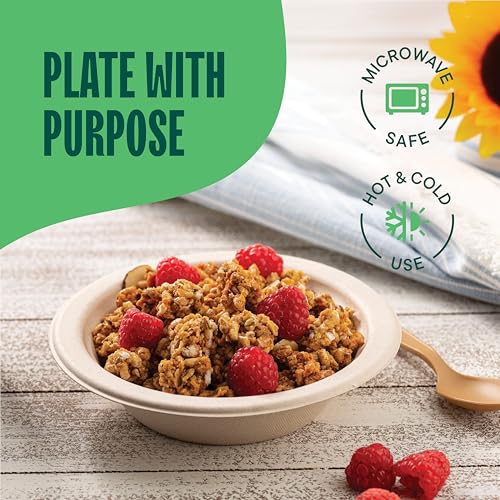 100% Compostable Paper Bowls - 12 oz [125-Pack] Heavy Duty Soup Bowls | Eco-Friendly Biodegradable Bagasse Hot Food Plates and Bowls, Natural Brown BPI Certified & PFAS-Free, By Stack Man