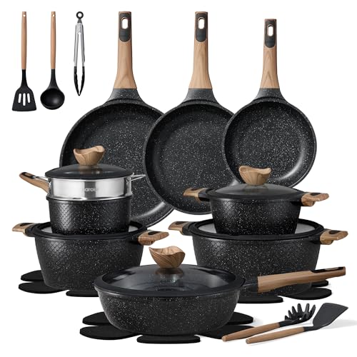 CAROTE 26pcs Non Stick Pots and Pans Set, Cookware Sets