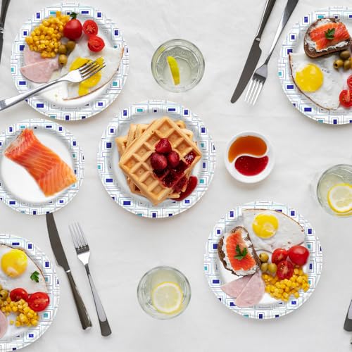 Lamosi 10 Inch Disposable Paper Plates, 140 Count Disposable Plates | Soak and Cut Proof Printed Heavy Duty Paper Plates for Everyday Use, Party, Wedding, Picnic, Family Gatherings