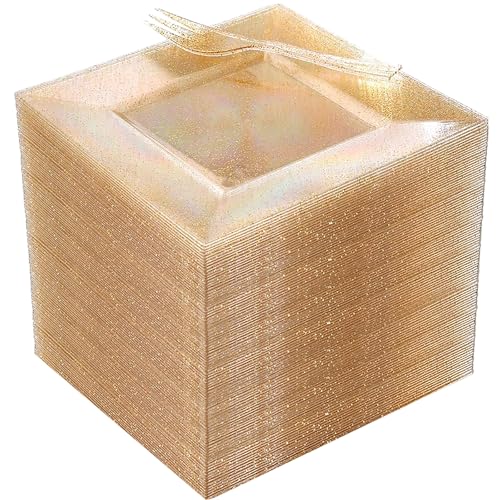 DaYammi 200Pcs Gold Dessert Plates Including 100Pcs Appetizer Plates 6",100Pcs Plastic Forks 5.7",Gold Glitter Plastic Square Plate for Party,Gold Salad Plate and Cake Forks for Party Wedding