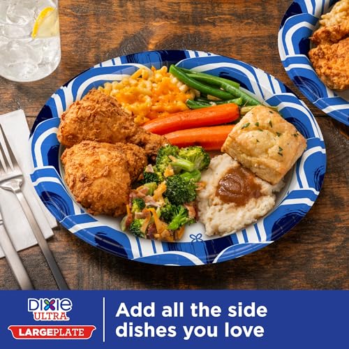 Dixie Ultra Heavy Duty Paper Plates, Large, 11-Inch, 25 Count, 3X Stronger* | Heavy duty, disposable, microwave-safe, soak-proof, cut resistant, great for heavy, messy meals, and offer easy cleanup