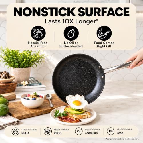 GRANITESTONE 20pc Pots and Pans Set Non Stick Cookware Set, Diamond Infused