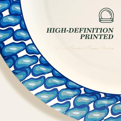 Pulvoro Paper Plates 8.5 Inch 300 Count Disposable Printed Plates | Cut Resistant, Soak Proof, Heavy Duty Printed Paper Plates, for Camping, Parties, Family Gathering and Daily Use