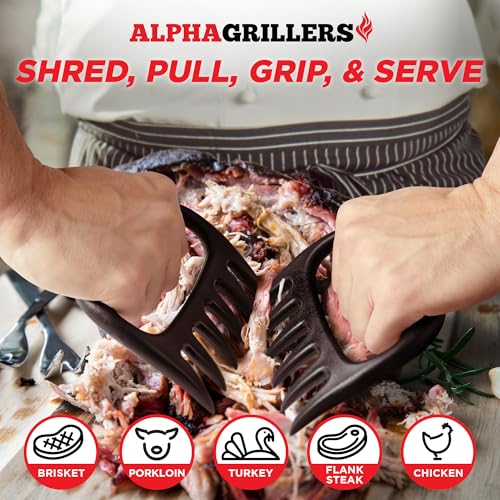 Alpha Grillers Meat Shredder Claws BBQ Pulled Pork Bear Claws for Shredding | Smoker & Grilling Accessories, Chicken Shredder Tool, Pork Pulling Gift for Men