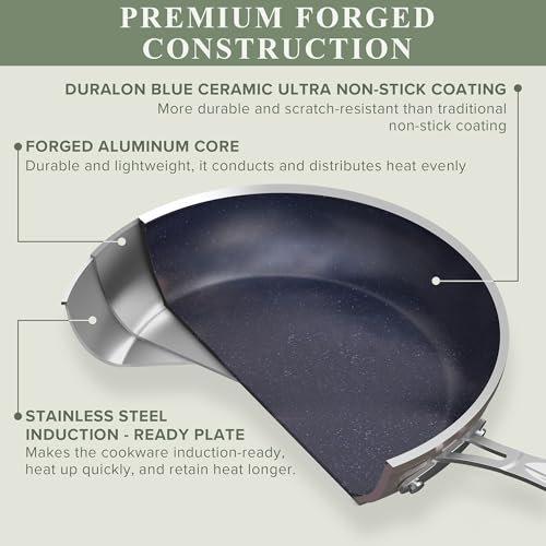 Nuwave Healthy Duralon Blue Ceramic Nonstick Cookware Set, PFAS Free