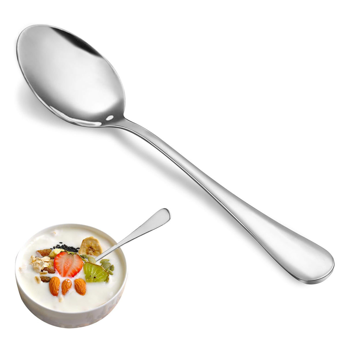 MUTNITT Teaspoon Set,16 Piece 6.7" Spoons Silverware, Premium Food Grade Stainless Steel Tea Spoons, Durable Small Spoon, Good Teaspoons, Kitchen Dessert Spoon Set, Mirror Finish & Dishwasher Safe