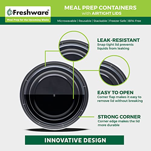 Freshware Meal Prep Bowl Containers [30 Pack] Plastic Bowls with Lids for Soup and Salad, Food Storage Bento Box, BPA Free, Stackable, Lunch Boxes, Microwave/Dishwasher/Freezer Safe (28 oz)