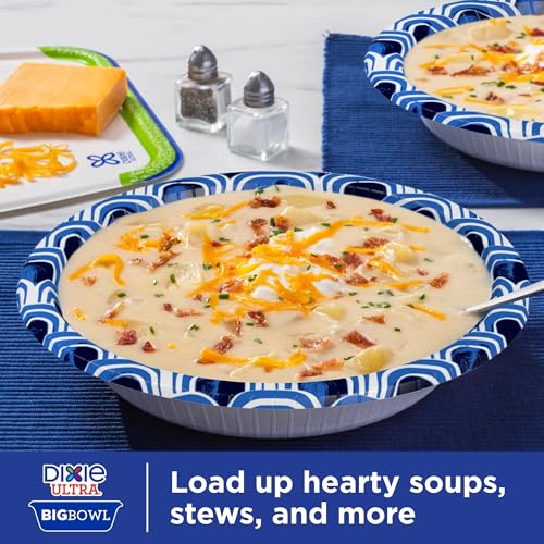 Dixie Ultra Large Paper Bowls, 34 oz Disposable Bowls, 34 Count | Heavy duty paper bowls for easy cleanup, Disposable bowls for hot soup, microwave safe, soak-proof shield, durable