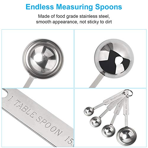 5PCS OstWony Measuring Spoons Set, Includes 1/8, 1/4, 1/2, 1 tsp, 1 tbsp | Measuring Spoons Set,Includes 1/8 tsp,1/4 tsp,1/2 tsp,1 tsp,1 tbsp,Stainless Steel measuring cups, Teaspoon for Measure