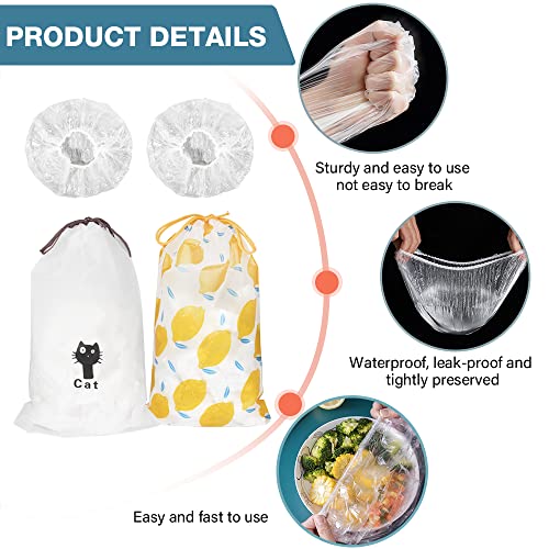 DI QIU REN 200 Plastic Bowl Covers Bread Proofing Disposable Food Covers | Stretch Elastic Saran Wrap for Outside, Alt to Foil/Plastic Wrap Reusable Shower Caps for Sourdough Bread Starter Basket