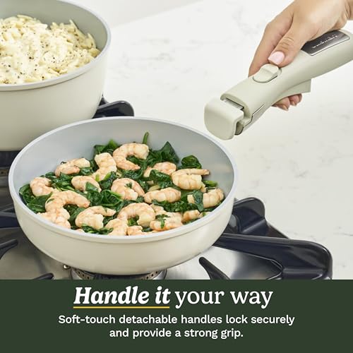 Cuisinart ClickSmart Ceramic Pots and Pans Set, 13-Pc, Tahini, D53C-13BG