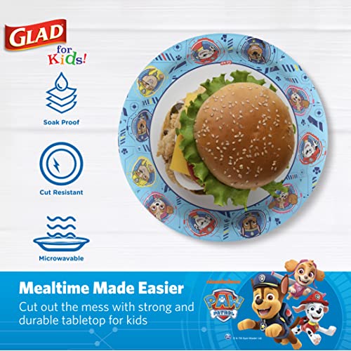 Glad for Kids Paw Patrol Paper Plates, Core Pups Blue, 8.5 Inch, 20 Count | Heavy-duty, soak-proof, cut-resistant plates for birthdays, parties, and everyday meals