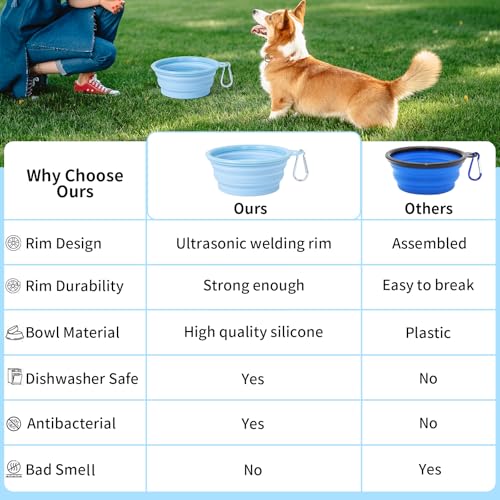 SLSON Collapsible Dog Bowl Silicone, 2Pack Macaron Color Pet Travel Bowls | Foldable Water Feeder Dish for Small to Large Dogs Cat Walking Hiking Camping (Macaron Light Green and Light Yellow, Small)