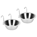 Fri4Free 2PCS 8oz Stainless Steel Hanging Kennel Water Bowls | Easy to Use, No Spill, Fits Small Crate Kennel Cage Catio, For Dogs Puppies Cats Small Pet, Food & Water Feeding Holder