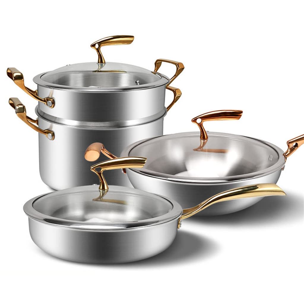 MIIKHI Cookware Set - Soup Pot, Frying Pan, Steamer, Double Boilers, Non-Stick Saucepan