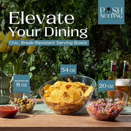 5 Pack Clear Angled Plastic Serving Bowls Disposable for Party Table 8oz | Angled Bowl Design. Chip, Candy, Salad & Fruit Use. Disposable Party Tableware. Buffet & Wedding Serving. Clear Plastic.