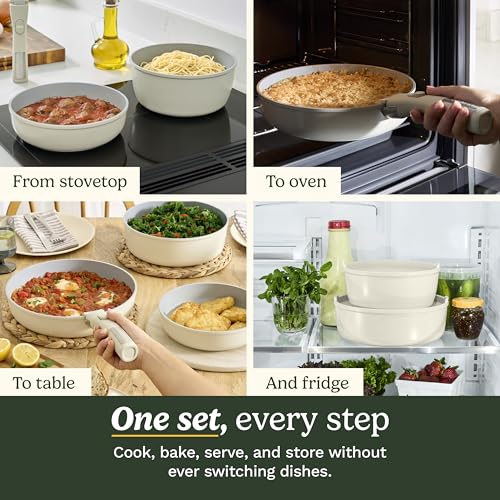 Cuisinart ClickSmart Ceramic Pots and Pans Set, 13-Pc, Tahini, D53C-13BG