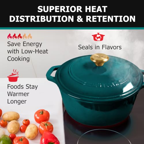 Mueller DuraCast 6 Quart Enameled Cast Iron Dutch Oven Pot with Lid