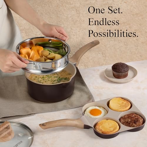 CAROTE 21pcs Ceramic Cookware Sets, Pots and Pans Set