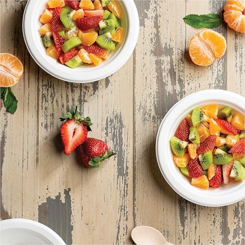 100% Compostable Paper Bowls - 12 oz [125-Pack] Heavy Duty Soup Bowls | Eco-Friendly Biodegradable Bagasse Hot Food Plates and Bowls, Natural Brown BPI Certified & PFAS-Free, By Stack Man
