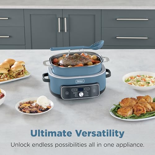 Ninja® PossibleCooker™ PRO Plus 9-in-1, 8.5-qt, Blue Macaron, MC2001 | Replaces 16 appliances, 1400W, Slow Cook, Sear, Sauté, Proof, Pasta/Rice, oven-safe ceramic pot, cooker-to-oven-to-table