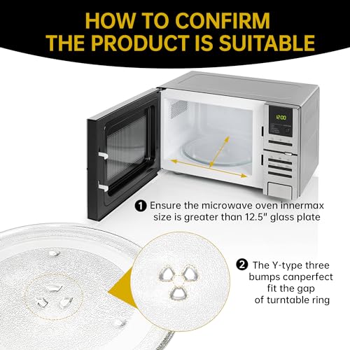 Rotaglass 13.5" Microwave Glass Turntable Plate, 13.5" / 34.3cm Microwave Tray Replacement Glass Plate, Glass Tray Replacement for LG,Samsung，GE, Magic Chef, Hotpoint, Panasonic, Kenmore, etc