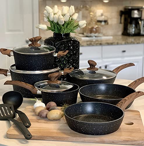 Kitchen Academy Pots and Pans Set Non Stick, 12pcs Induction Cookware