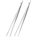 ChefBee 2PCS 12" Stainless Steel Kitchen Tongs Tweezers with Serrated Tips | Precision Grip, Chef Grade, Sturdy Kitchen Utensils, For Serving Food Pasta Salad, Suitable for Grill BBQ Culinary Use