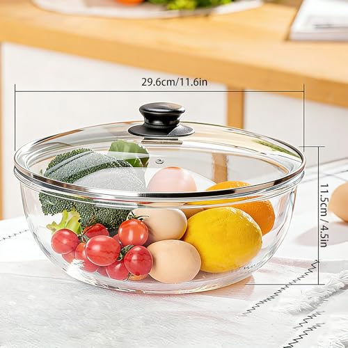 6 QT Large Glass Mixing Bowl with Lid for Sourdough Bread Making & Proofing | Dough Rise Clearly in This 6QT Glass Bowl with Ventilated Lid Oven-Safe Ideal for Sourdough Proofing Mixing & Storing