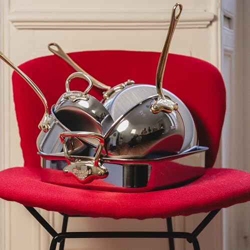 Mauviel M'COOK B 5-Ply Stainless Steel 10-Piece Cookware Set With Brass Handles, Made In France