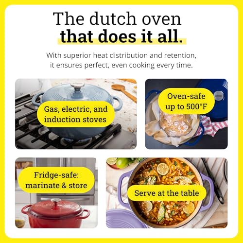 Lodge Essential Enamel Cast Iron Dutch Oven, 6 Quart, Island Spice Red