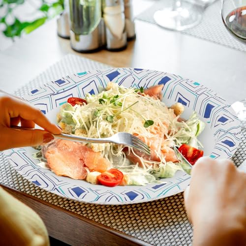 Lamosi 10 Inch Disposable Paper Plates, 140 Count Disposable Plates | Soak and Cut Proof Printed Heavy Duty Paper Plates for Everyday Use, Party, Wedding, Picnic, Family Gatherings